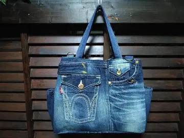 미사용 새상품 데님 토트백 ( 약 34 x 40 x 14 )
