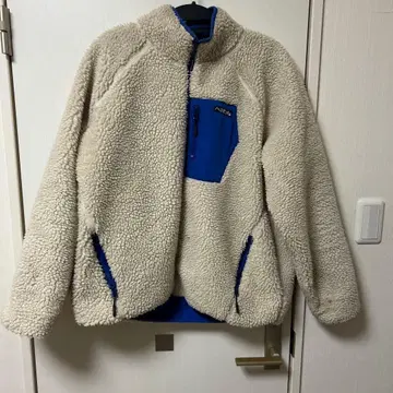 플리스 자켓 크림색 리버서블