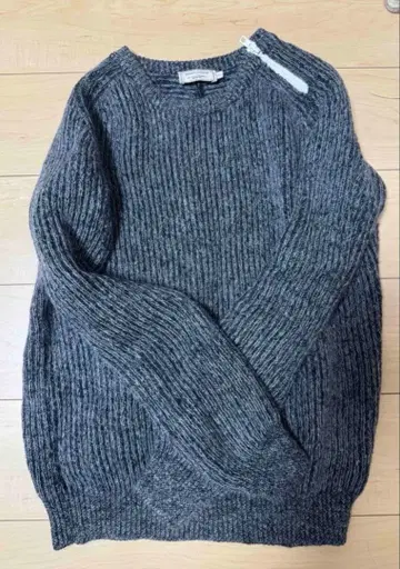 메종 키츠네 그레이 리브 스웨터 S