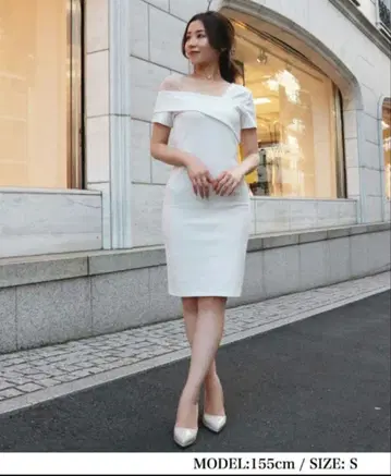 ambient 숄더 튤 타이트 드레스