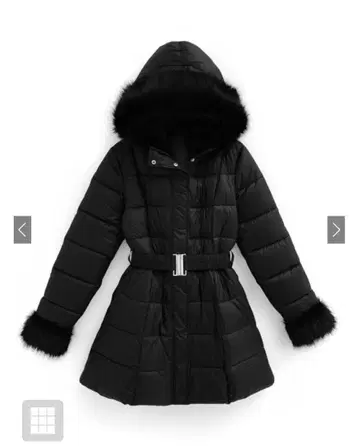 GRL 블랙 다운 자켓 후드 부착 kd79