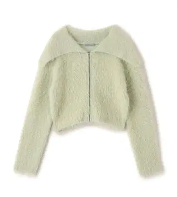 라메 페더 빅 칼라 니트 블루종 그린