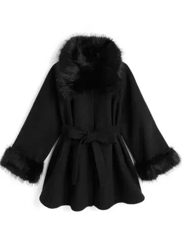 GRL 퍼 티펫 리본 벨트 코트[ze926]