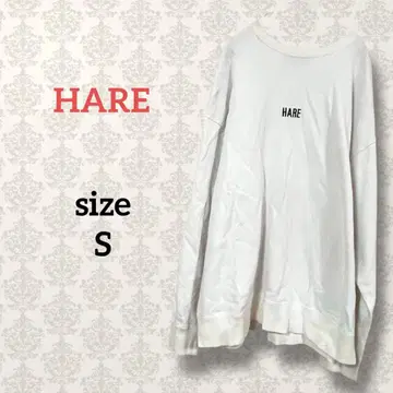 하레 [ S ] 로고 자수 맨투맨 스트릿 캐주얼 심플 화이트