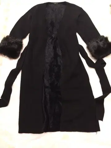 리엔다 니트 코트 가디건 퍼