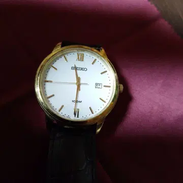 SEIKO 아날로그 쿼츠 손목시계 화이트/골드