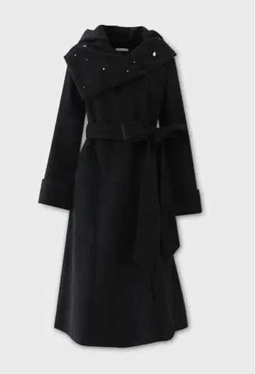 엠미엠 코트 Blanc noir 후디드 롱 코트