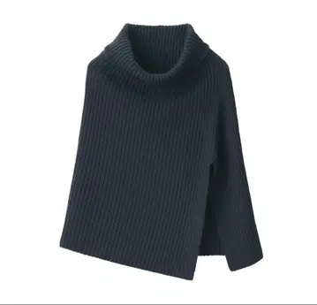 무인양품 목의 까슬거림을 줄인 메리노울 혼방 판초 다크 네이비