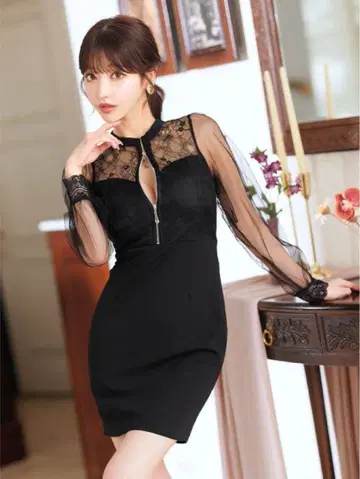 블랙 레이스 타이트 드레스