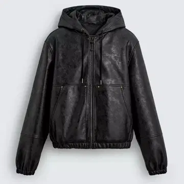 ZARA 가죽 지퍼 후드티 후디