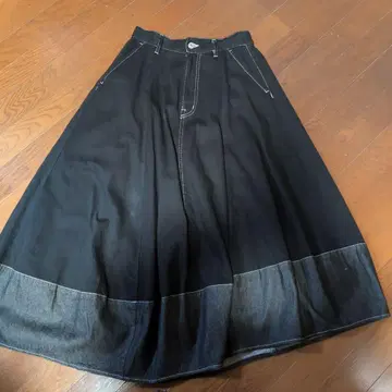 gomme 데님 플레어 스커트 블랙