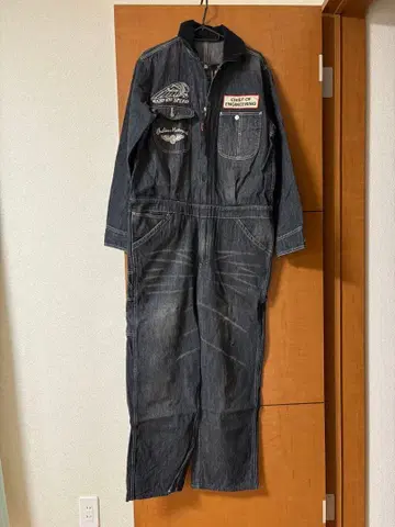 Indian Motorcycle 자수 데님 오버롤