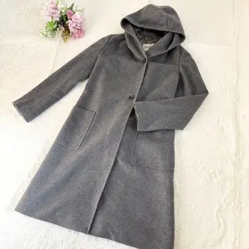 ROPE 울 캐시미어 후데트 코트 A라인 M 그레이
