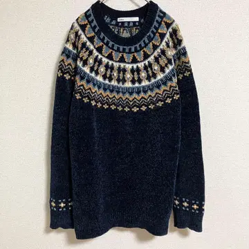이카 긴팔 니트 스웨터 페어아일 패턴 L 사이즈 겨울 상품 이카