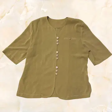 90s 노카라 블라우스 13호 카키 어스 컬러 레트로