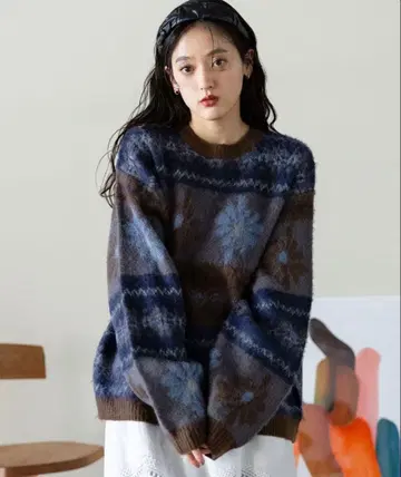 [ RAGE BLUE ] 새상품 노르딕 무늬 루즈핏 니트 스웨터