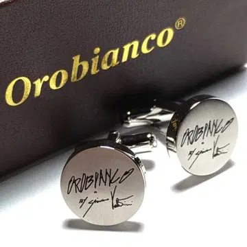 oac135 새상품 오로비안코 커프스 링크 실버 라운드 로고