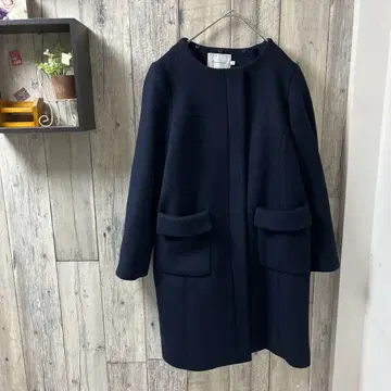 Couture brooch (40) 노카라 코트 다크 네이비 모 61%