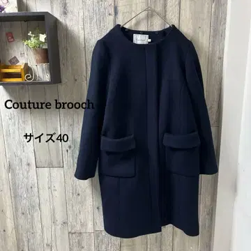 Couture brooch (40) 노카라 코트 다크 네이비 모 61%