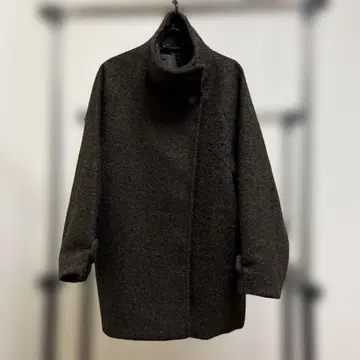 다크 브라운 스탠드 카라 코트