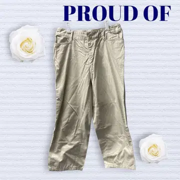 PROUD OF 여성용 캐주얼 팬츠 아이보리 장식 버튼