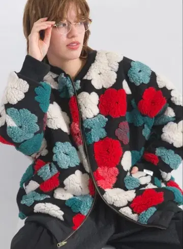 Lupilien 꽃무늬 보아 x 퀼팅 2WAY 블루종 랜덤 플라워