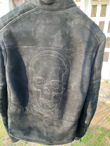 lucien pellat-finet 스컬 자수 가죽 자켓