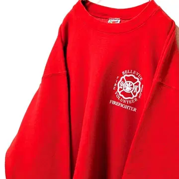 프룻 오브 더 룸 벨뷰 파이어 레스큐 맨투맨 레드 빨간색 XL 구제 의류