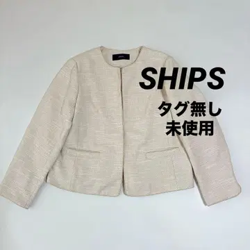 택 없음 미사용 SHIPS 아이보리 노카라 자켓