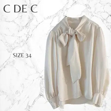 쿠 드 샹스 리본 9부 소매 깔끔한 작은 사이즈 보타이 블라우스 XS