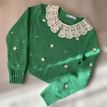 ZARA 꽃무늬 자수 니트 스웨터 M