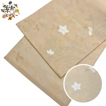 MO-3372 여름 오비 교토 후쿠로 오비 샤 기쿄 꽃 무늬 금실 미색