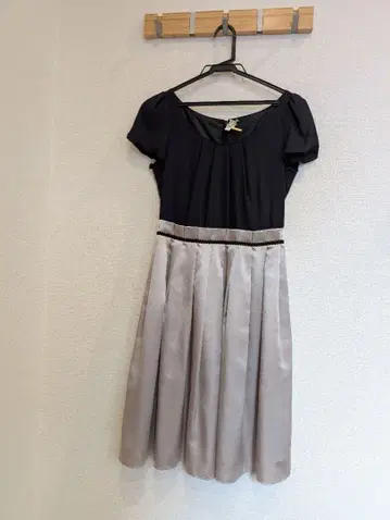 플레어 드레스 블랙과 실버 퍼프 슬리브