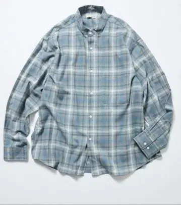 한정 전개 Relax Fit 옴브레 체크 밴드 카라 플란넬 셔츠