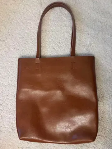 천연 가죽 브라운 가죽 토트백 JUNCLUB