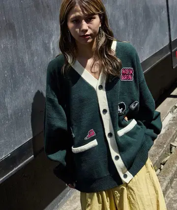 가디건 니트 펠트 와펜