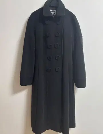 울 혼방 블랙 롱 코트 사이즈 11