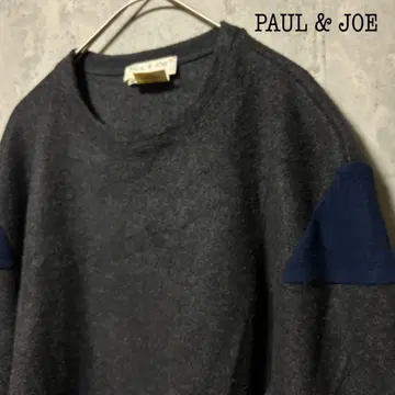 프랑스제 PAUL&JOE 이소재 절개 니트 맨투맨 M 다크 네이비