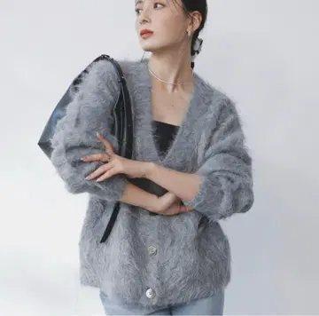 [새상품급] anuans 수리 알파카 니트 가디건 그레이