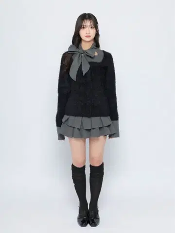 BUBBLES 버블스 리본 타이 스쿨 니트