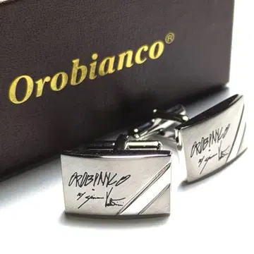 oac141 새상품 오로비안코 커프스 링크 실버 스퀘어 로고