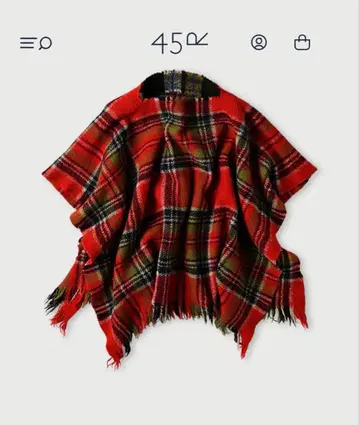 45R 인도 메리노 캐시미어 체크 판초