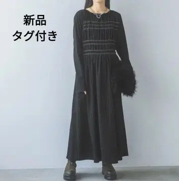 택 포함 새상품 JEANASIS 하이 컬러 스티치 개더 원피스