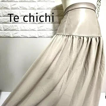 테치치 이소재 스커트 베이지 인조 가죽 폴리에스테르 여성용 S