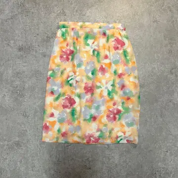 00s 빈티지 플라워 패턴 타이트 스커트 멀티컬러