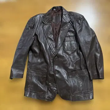80'S 빈티지 양가죽 램 가죽 2B 테일러드 자켓 브라운