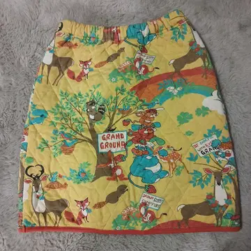 그라그라 동물 프린트 퀼팅 스커트
