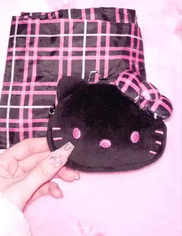 봉제 인형 에코백 헬로키티 아베일 체크 무늬 산리오 갸루
