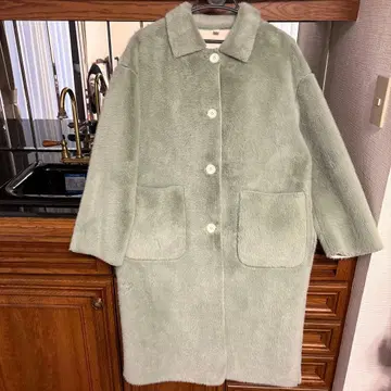 민트 그린 롱 코트 버튼 포함