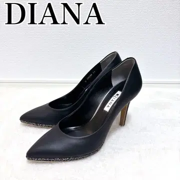 DIANA 블랙 하이힐 스틸레토 사이드 라메 24cm